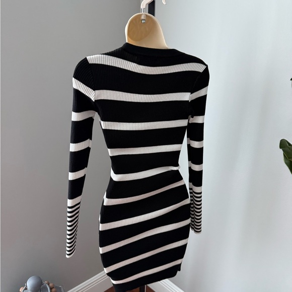 Lulu's Black and White Long Sleeve Dress - Picture 3 of 3